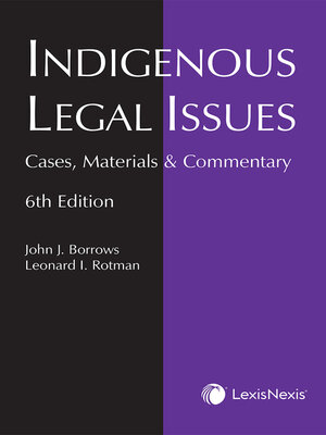 cover image of Indigenous Legal Issues